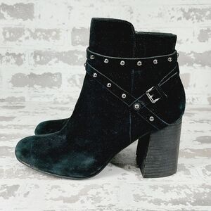Bp Black Suede Leather Zip Up Round Toe Ankle Boots T599